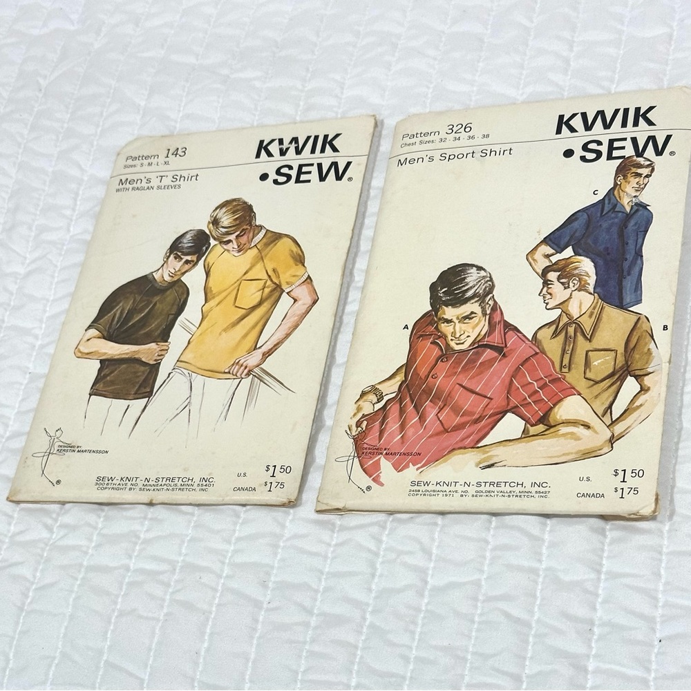 Two vintage Kwik Sew men’s patterns